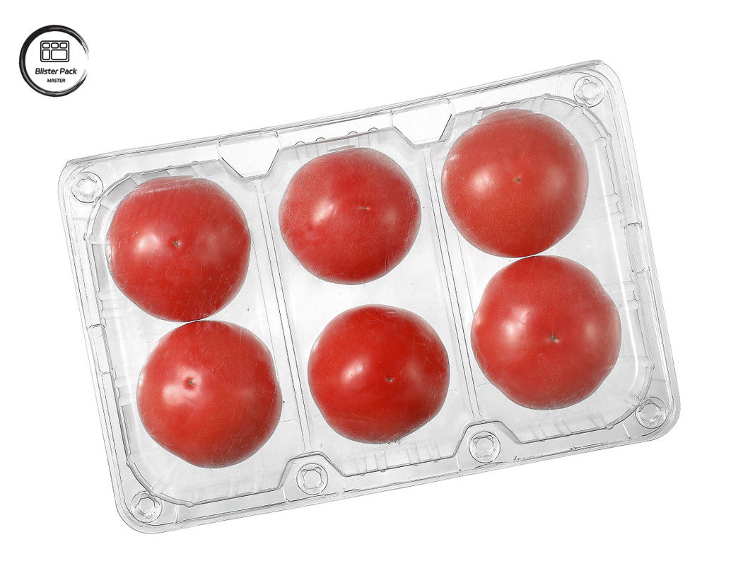 일회용 블러스터 토마토 일회용 과일 컨테이너 6 조각 직사각형 플라스틱 포장용